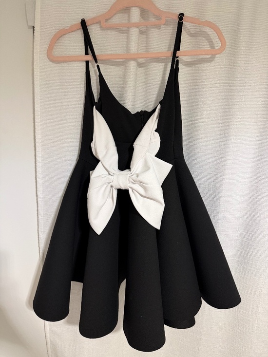 Club L London Dresses & Skirts - Yasmina | Black & White Bow Skater Mini Dress